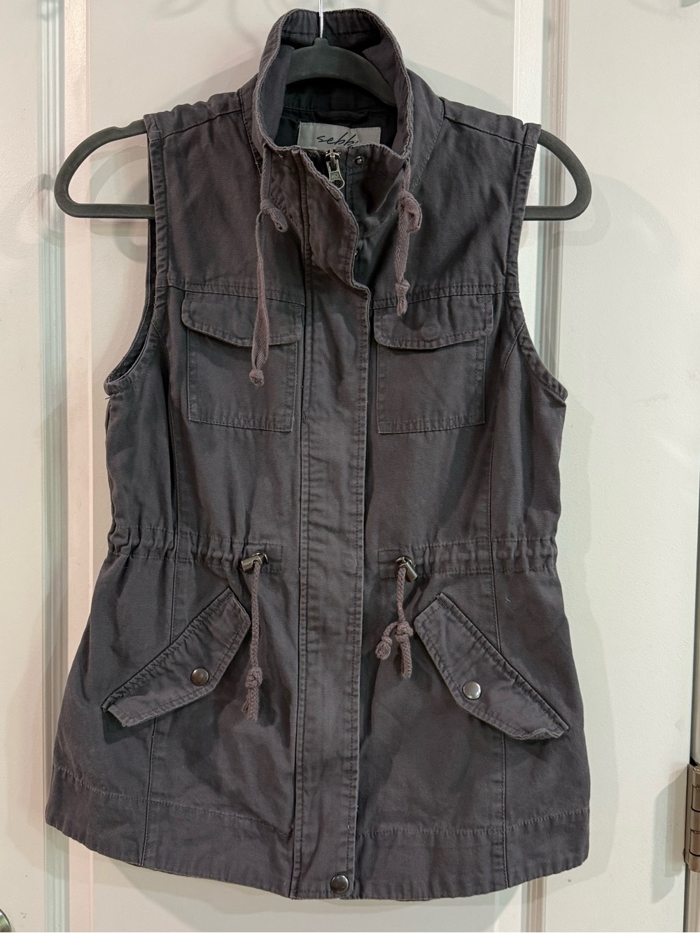 Sebby Charcoal Drawstring Utility Vest